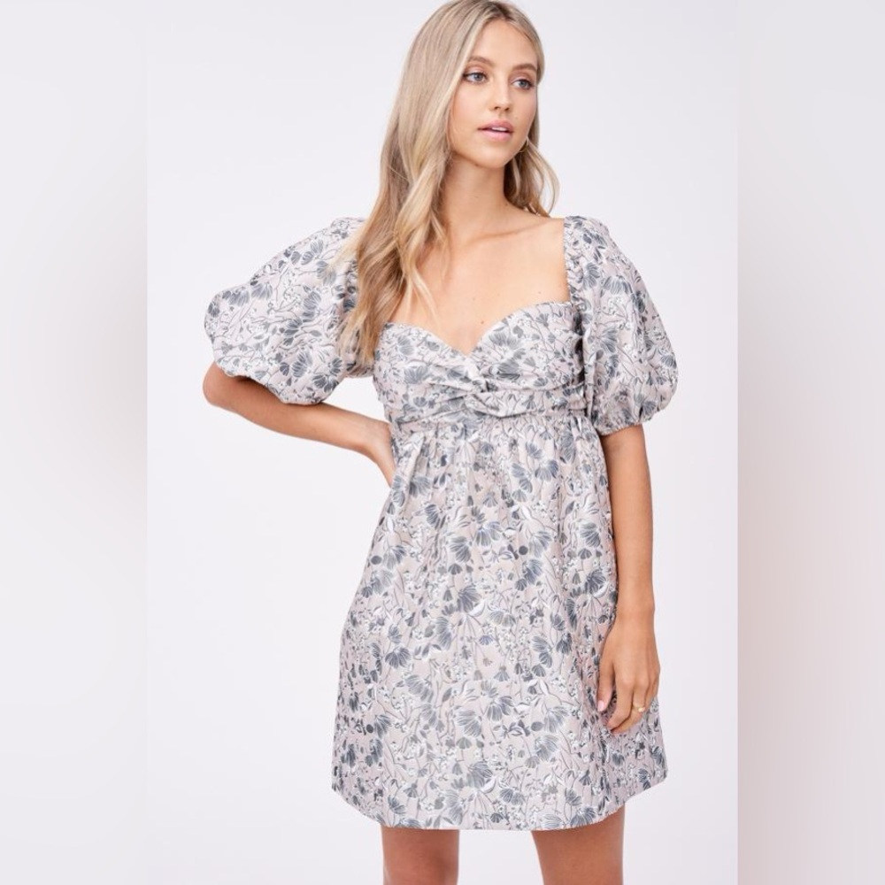 En Saison Dress L Floral Jacquard Babydoll With Pockets - Anthropologie